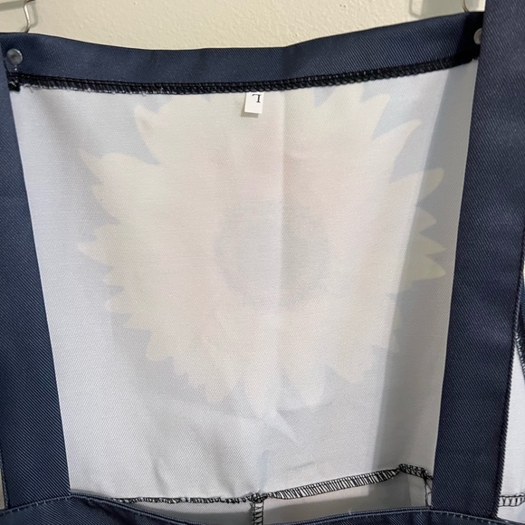 BLUE SUNFLOWER BIB SIDE ZIP COTTAGE CORE GRANNY CORE BOHO OVERALLS - Picture 10 of 13